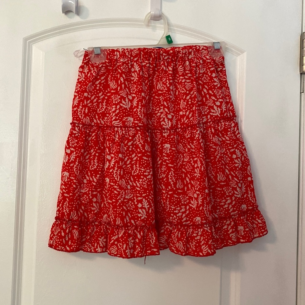 Red Patterned Skirt